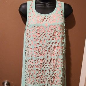 B2 Blu pepper Blue Peach Dress Size Small